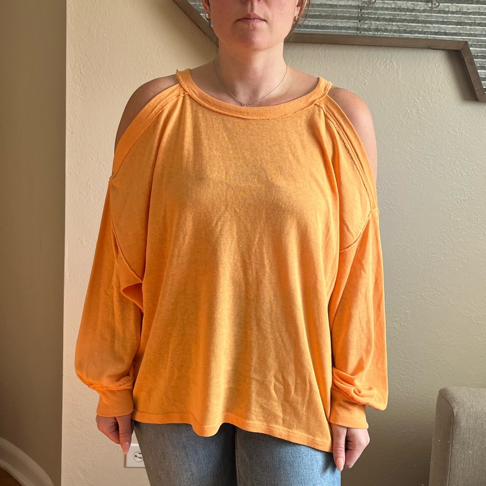 Orange Cold Shoulder Free People Top